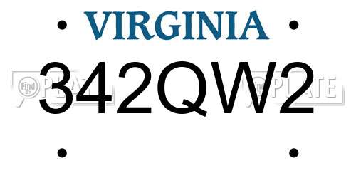 342QW2 Virginia License Plate