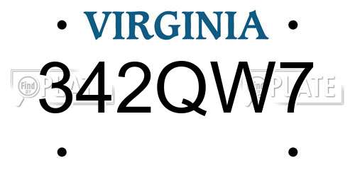 342QW7 Virginia License Plate