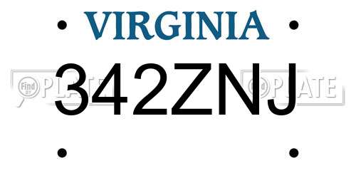 342ZNJ Virginia License Plate