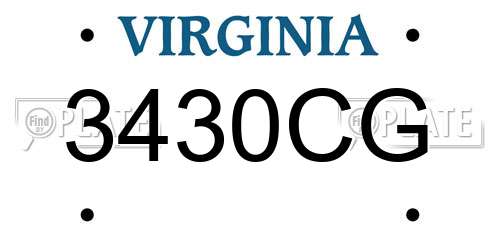 3430CG Virginia License Plate