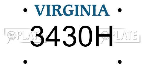 3430H Virginia License Plate