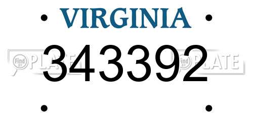 343392 Virginia License Plate