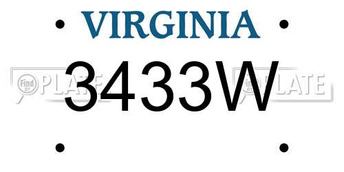 3433W Virginia License Plate