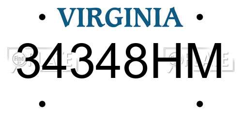 34348HM Virginia License Plate