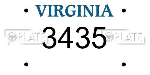 3435 Virginia License Plate