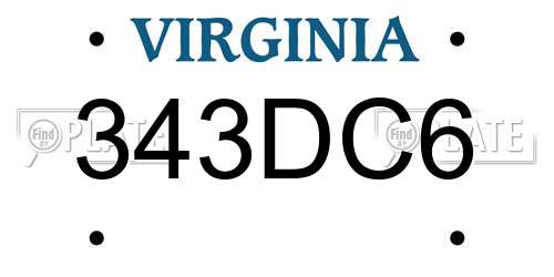 343DC6 Virginia License Plate
