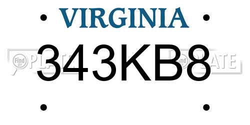 343KB8 Virginia License Plate