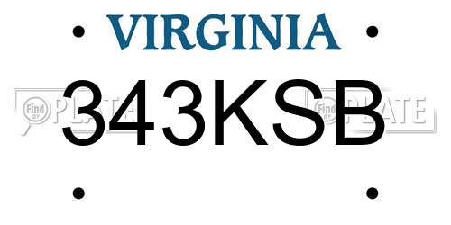 343KSB Virginia License Plate