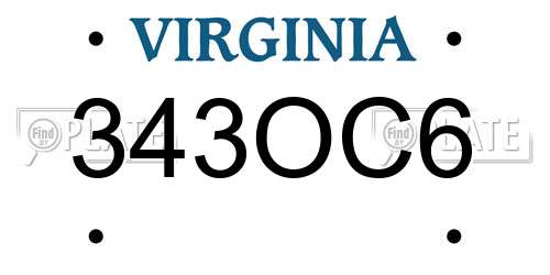 343OC6 Virginia License Plate