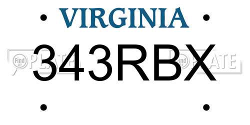 343RBX Virginia License Plate
