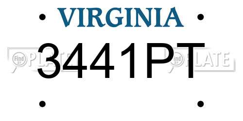 3441PT Virginia License Plate