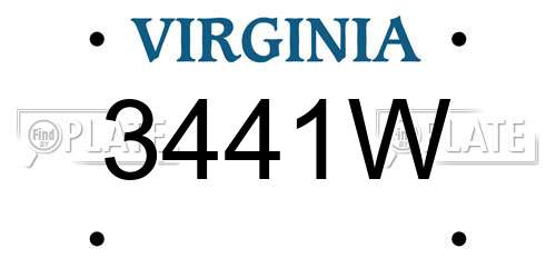 3441W Virginia License Plate