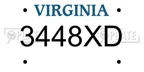 3448XD Virginia License Plate