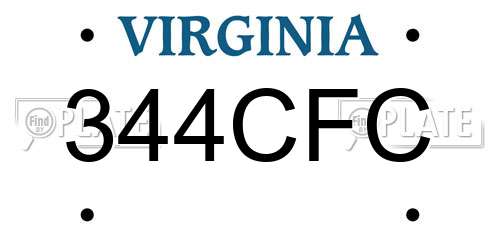 344CFC Virginia License Plate