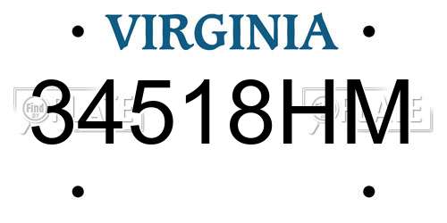34518HM Virginia License Plate