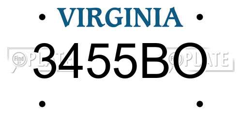 3455BO Virginia License Plate