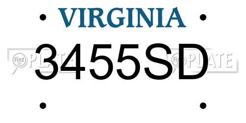 3455SD Virginia License Plate