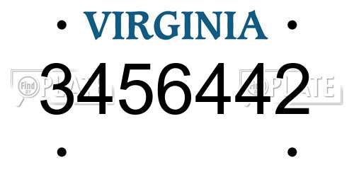 3456442 Virginia License Plate