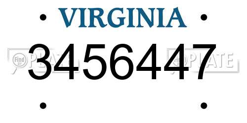 3456447 Virginia License Plate