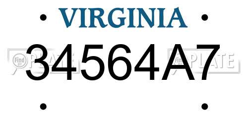 34564A7 Virginia License Plate