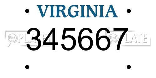 345667 Virginia License Plate