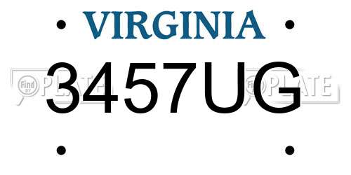 3457UG Virginia License Plate