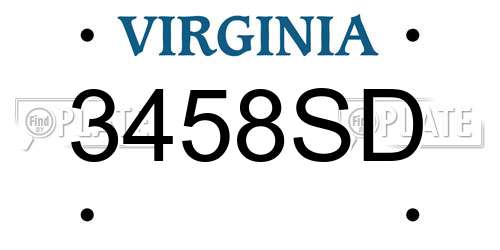 3458SD Virginia License Plate