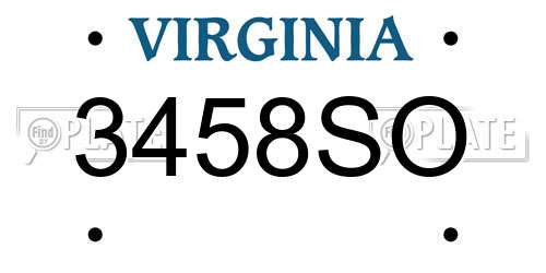 3458SO Virginia License Plate