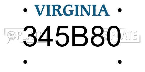 345B80 Virginia License Plate