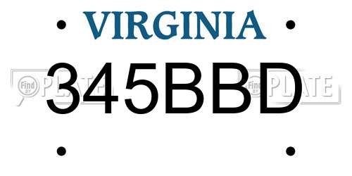 345BBD Virginia License Plate