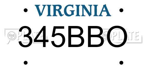 345BBO Virginia License Plate