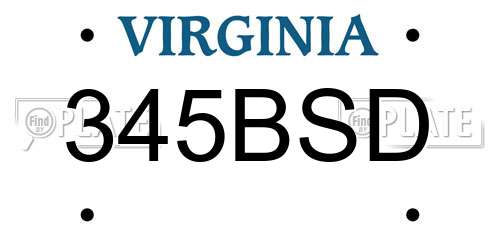 345BSD Virginia License Plate