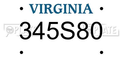 345S80 Virginia License Plate