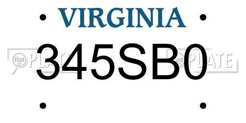 345SB0 Virginia License Plate