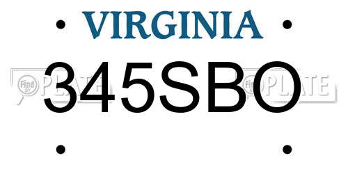 345SBO Virginia License Plate
