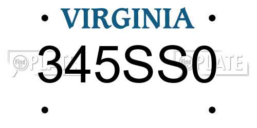 345SS0 Virginia License Plate