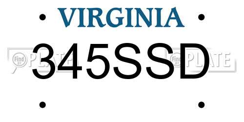 345SSD Virginia License Plate