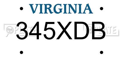 345XDB Virginia License Plate