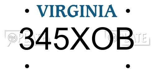 345XOB Virginia License Plate