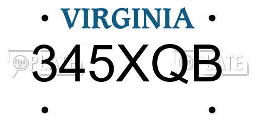 345XQB Virginia License Plate