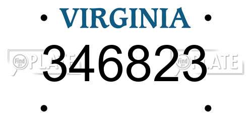 346823 Virginia License Plate