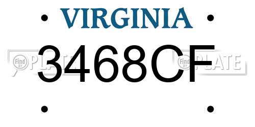 3468CF Virginia License Plate