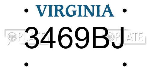 3469BJ Virginia License Plate