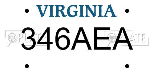 346AEA Virginia License Plate