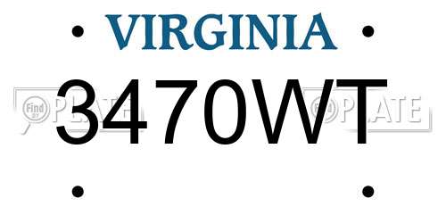 3470WT Virginia License Plate