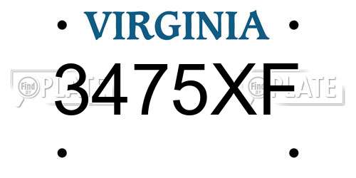 3475XF Virginia License Plate