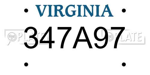 347A97 Virginia License Plate