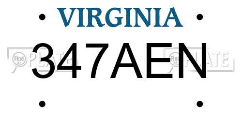 347AEN Virginia License Plate