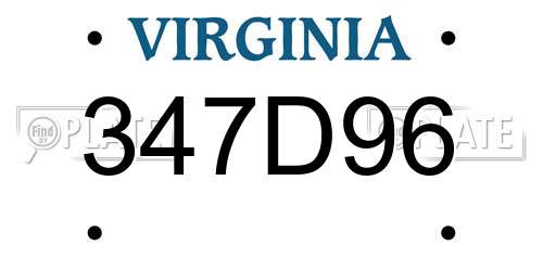 347D96 Virginia License Plate