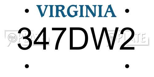 347DW2 Virginia License Plate